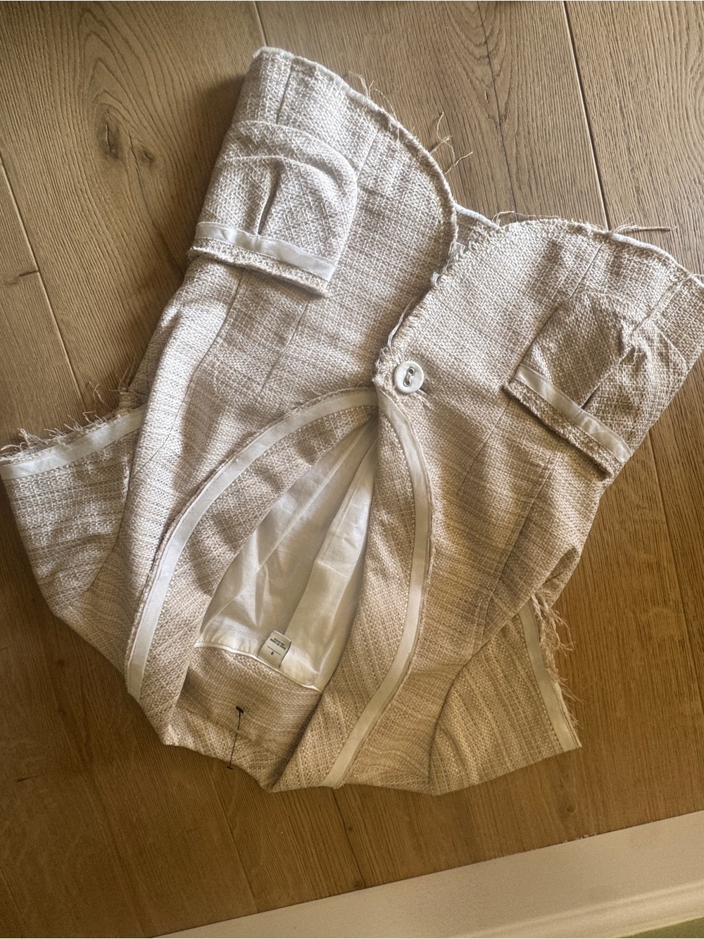 White House Black Market Ivory Tweed Strapless Bustier